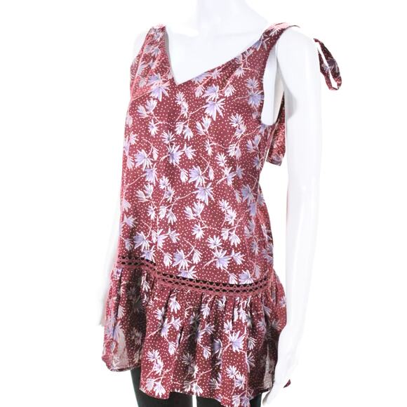Eberjey Kayla Burgundy Floral Cotton Voile Cover Up Mini Dress S NWT $168 - Picture 7 of 12